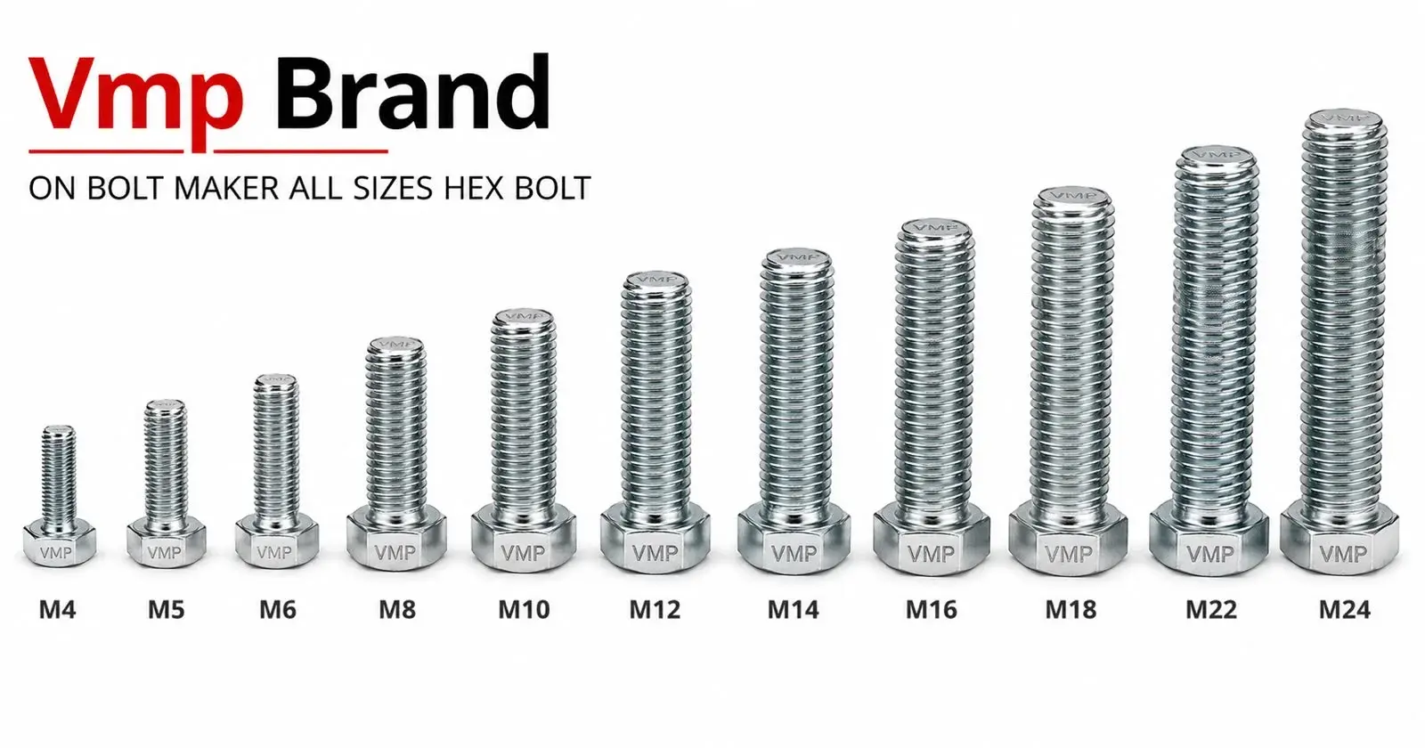 VMP hex bolts and screws — full size range M4 to M24
