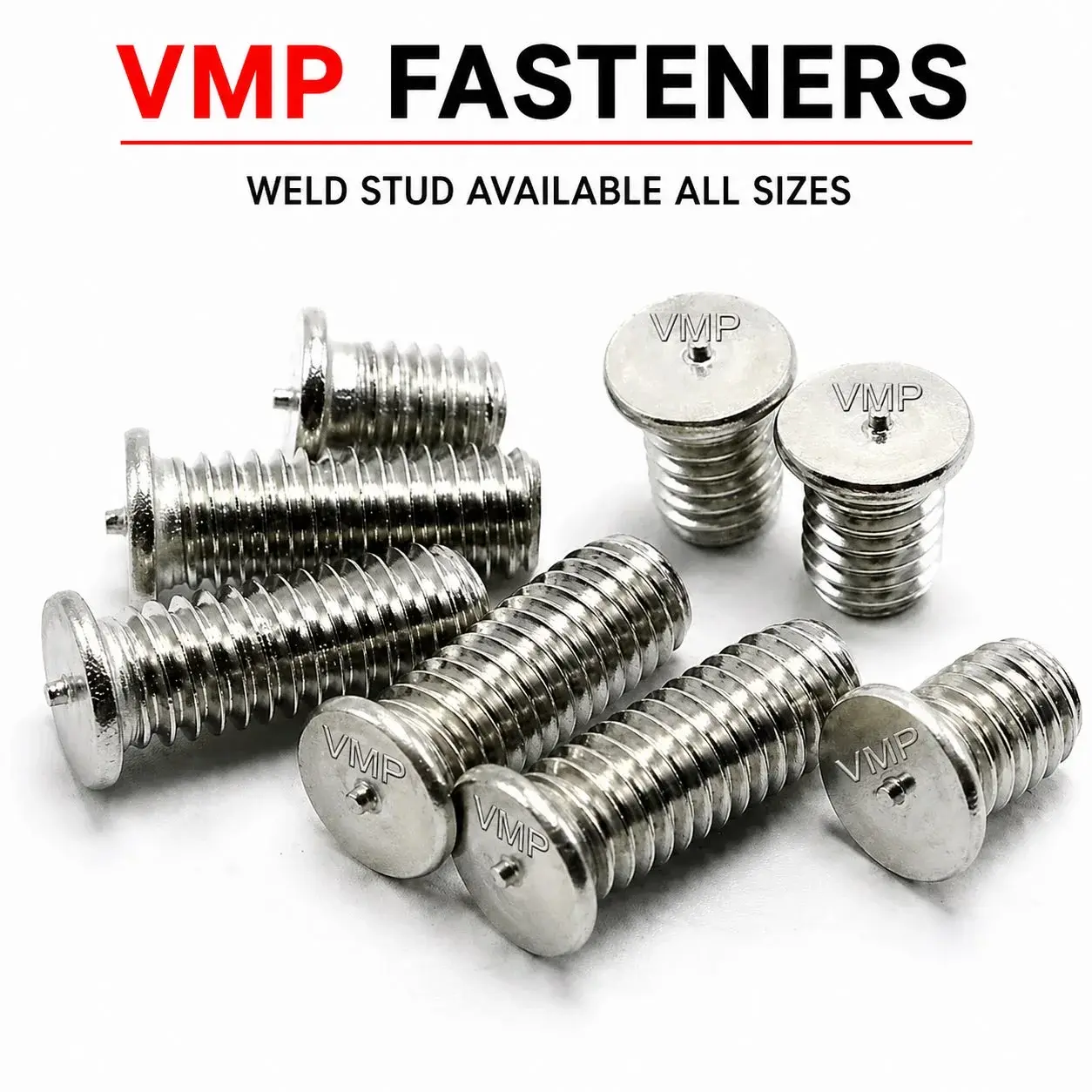 VMP weld studs — all sizes, copper and plated variants
